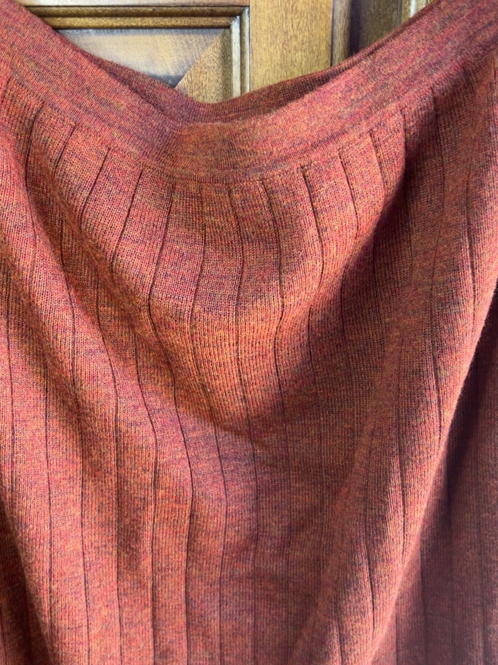 🌸Vintage Liz Claiborne Ribbed Knit Maxi Skirt - Rust Orange Wool Blend Sz L - Picture 4 of 6